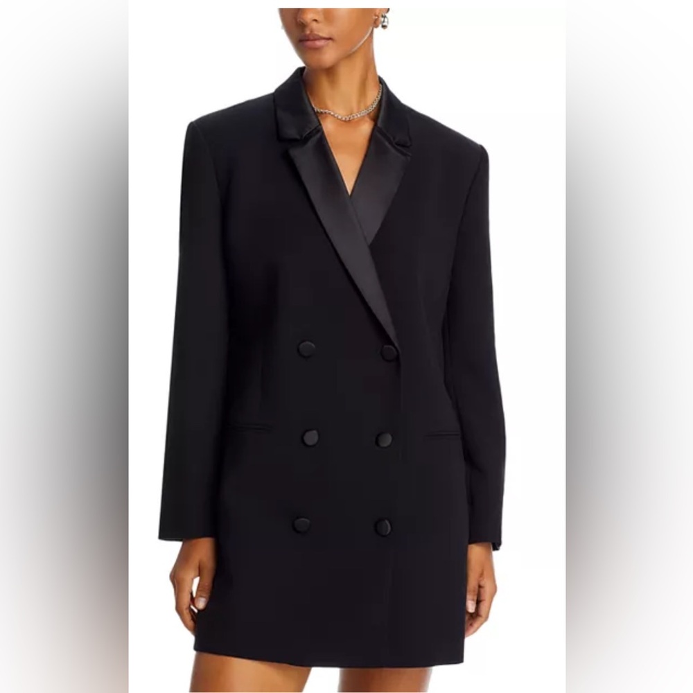 French Connection Elegant Black Blazer with Satin Details New with Tags (NWT)
